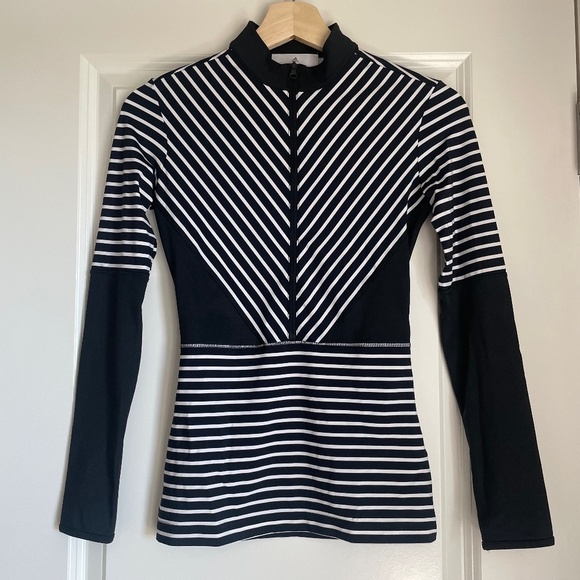 Adidas by Stella McCartney Studio Black White Stripe Longsleeve Shirt XS (NWOT) - Picture 1 of 7